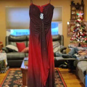 Red and Black Glitter Ombre Dress